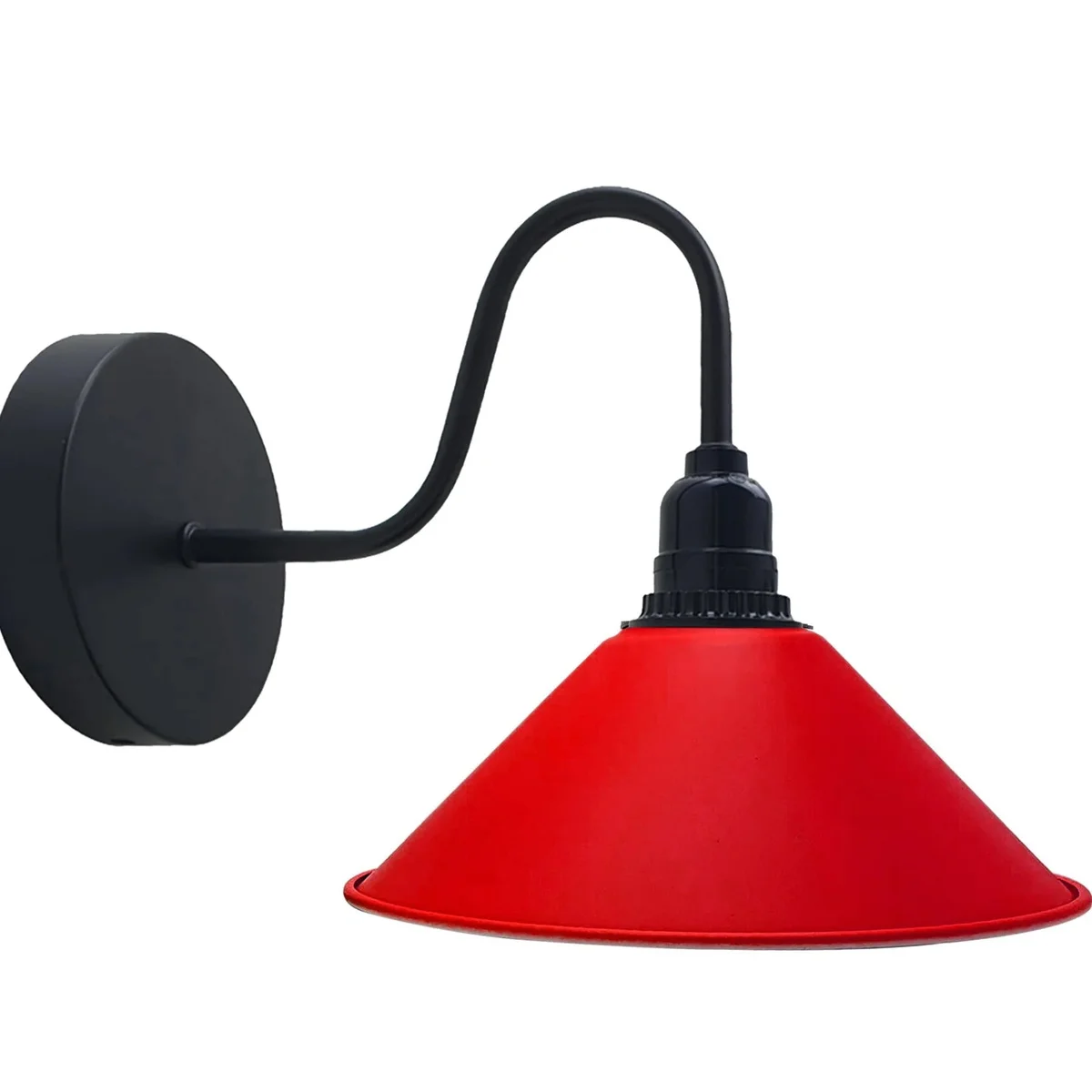 Blue metal retro bedroom lighting with round base and adjustable arm, modern industrial style wall light fixture