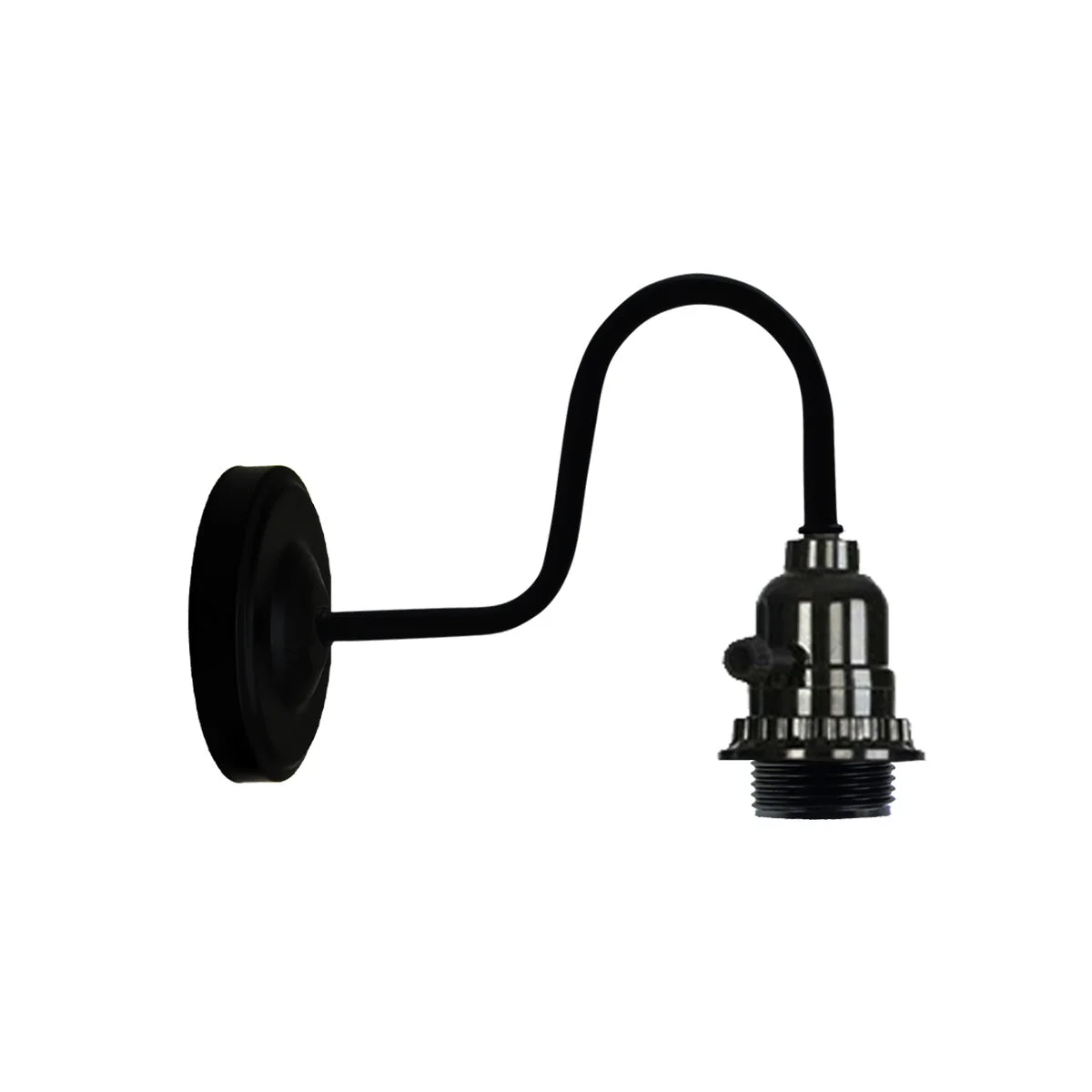Rustic red wall sconce with cone-shaped metal shade and brushed copper base mounted on wall with switch visible
