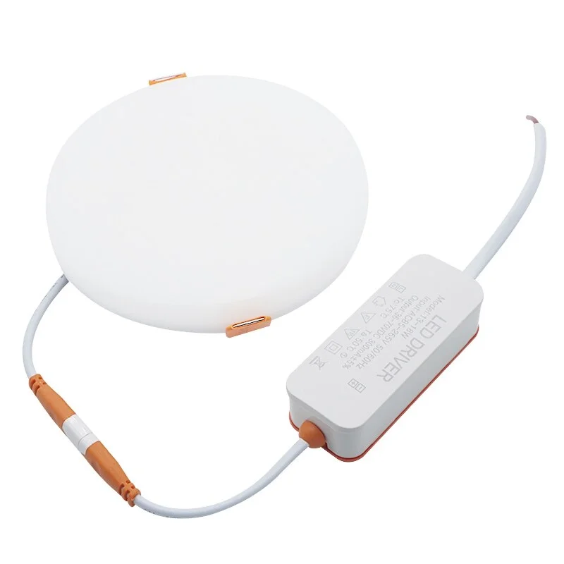 Ultra thin round 18w LED panel light with slim white frame for recessed ceiling installation, cool white 6000K glow