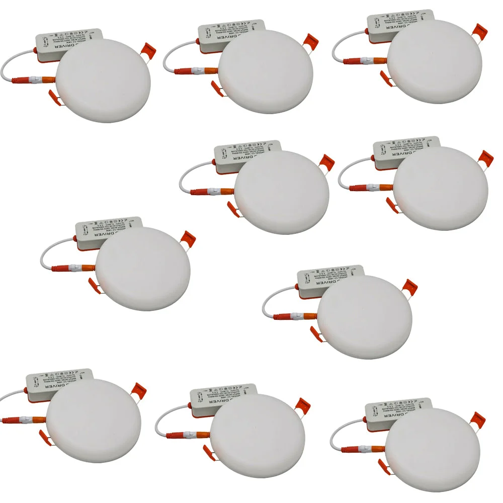 Ultra thin round 18W bathroom LED panel light emitting cool white 6000K, slim recessed design with integrated driver and clips