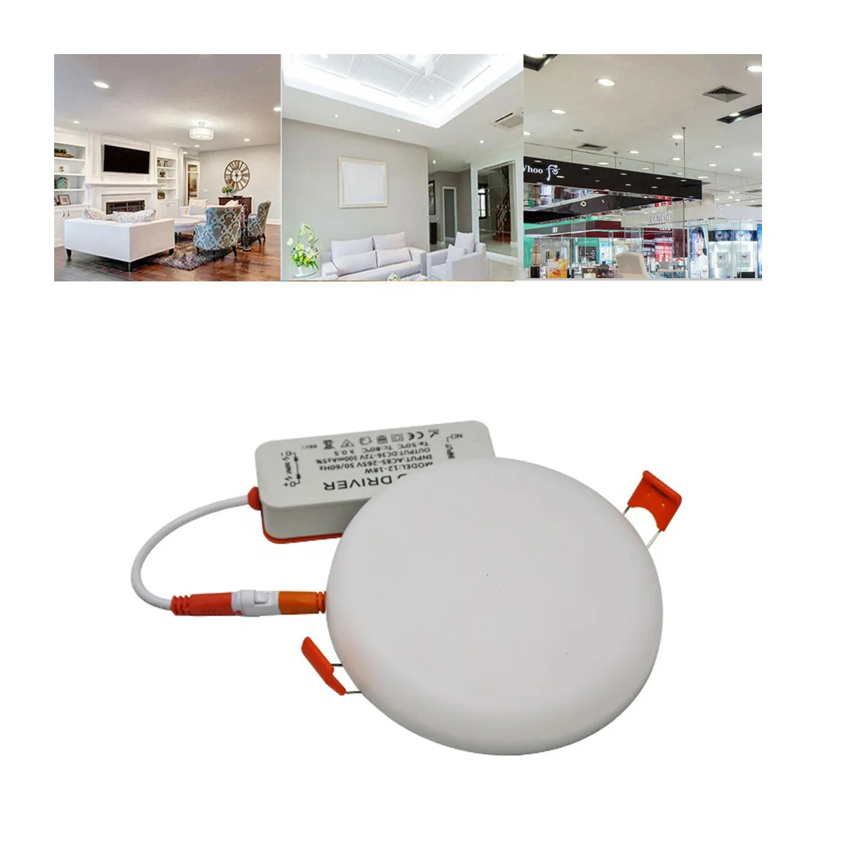 Ultra thin 18w LED panel light with round white frame, slim recessed design for ceiling installation, cool white 6000K glow