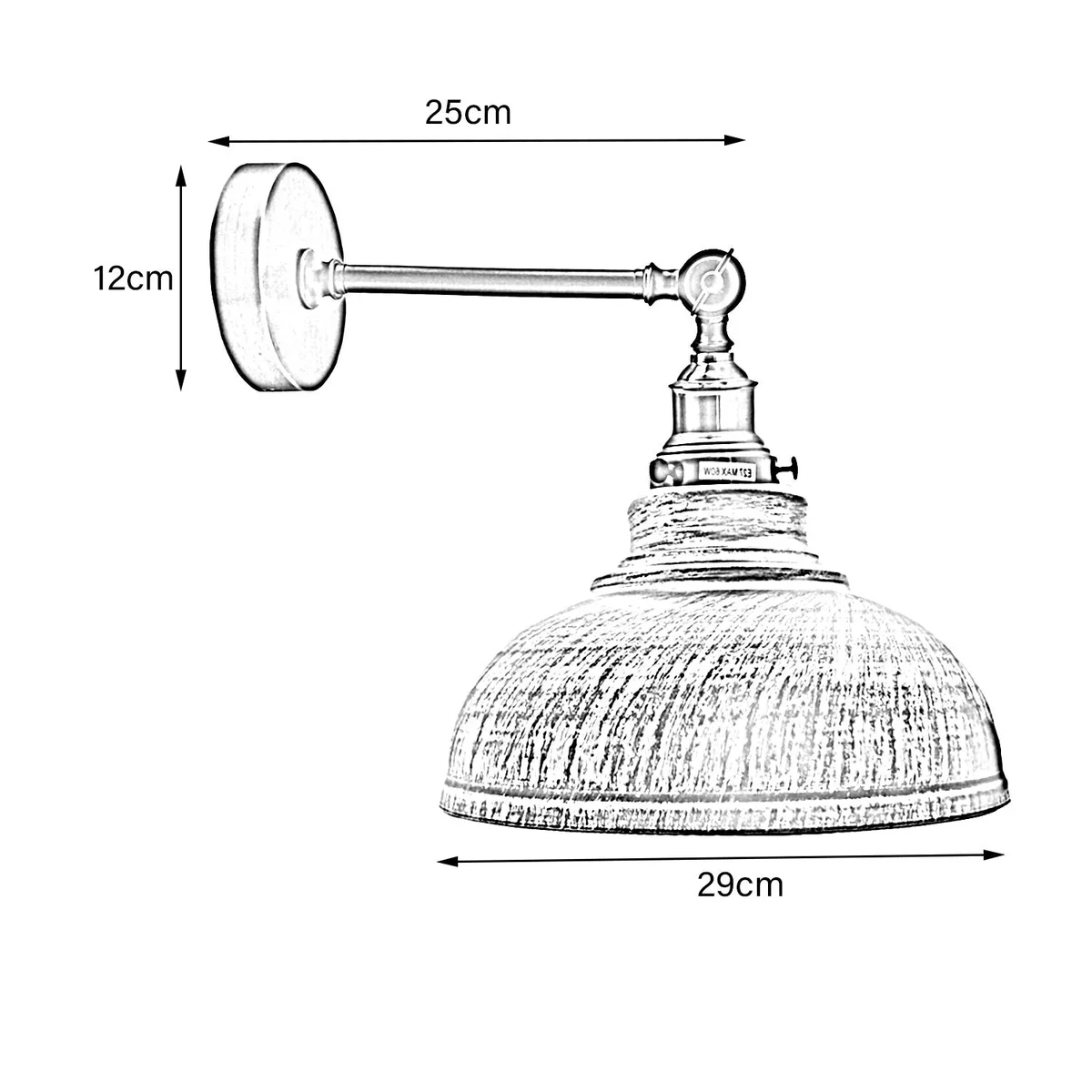 Curvy metal shade indoor vintage wall light with glossy finish mounted on wall, suitable for reading or ambient lighting
