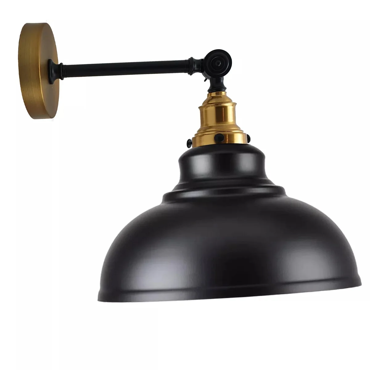 Curvy metal retro style wall lamp with glossy finish, hardwired E27 Edison bulb, ideal for indoor vintage decor lighting