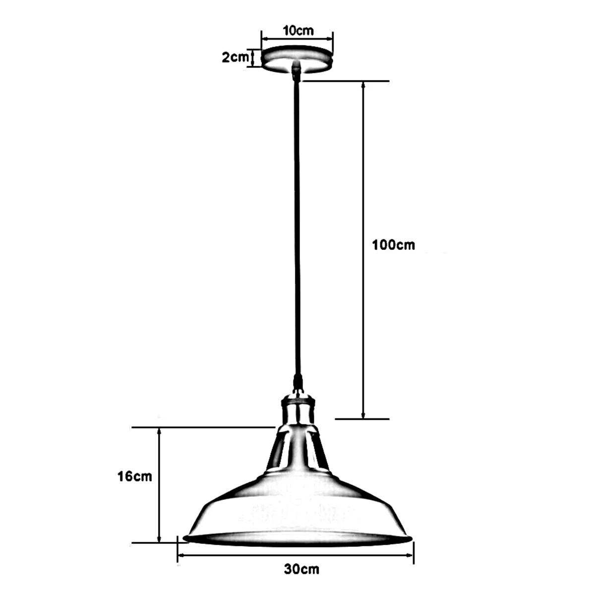 Modern green industrial pendant light with metal shade and 95cm PVC cable for ceiling installation