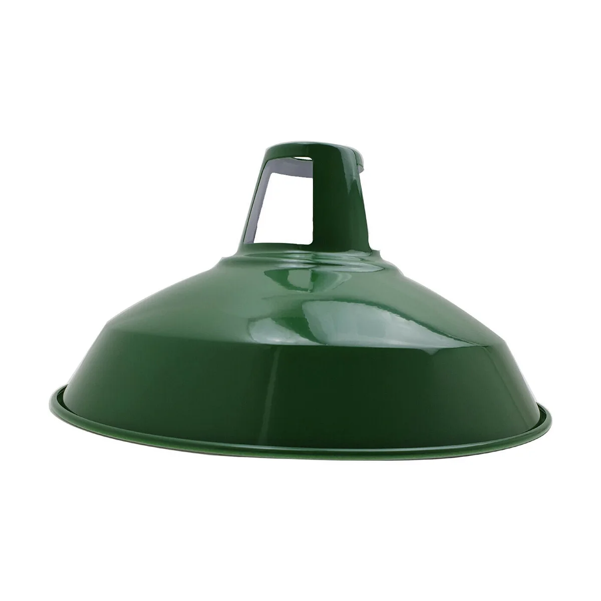 Modern green metal cord pendant light with 95cm PVC cable and classic industrial retro design hanging from ceiling canopy
