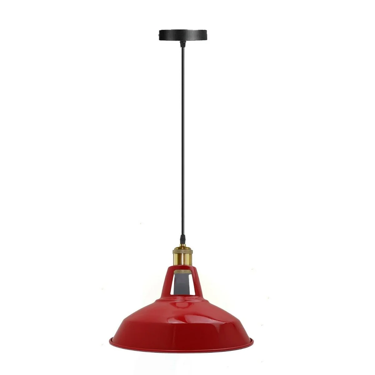 Red metal pendant ceiling light with industrial retro design, suitable for living rooms and bedrooms, E27 bulb holder included