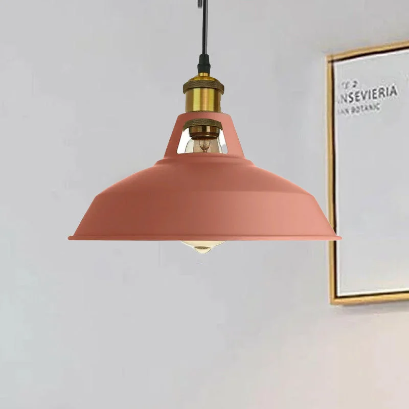 Modern pink metal ceiling pendant lightshade with industrial retro design, suitable for living rooms and bedrooms