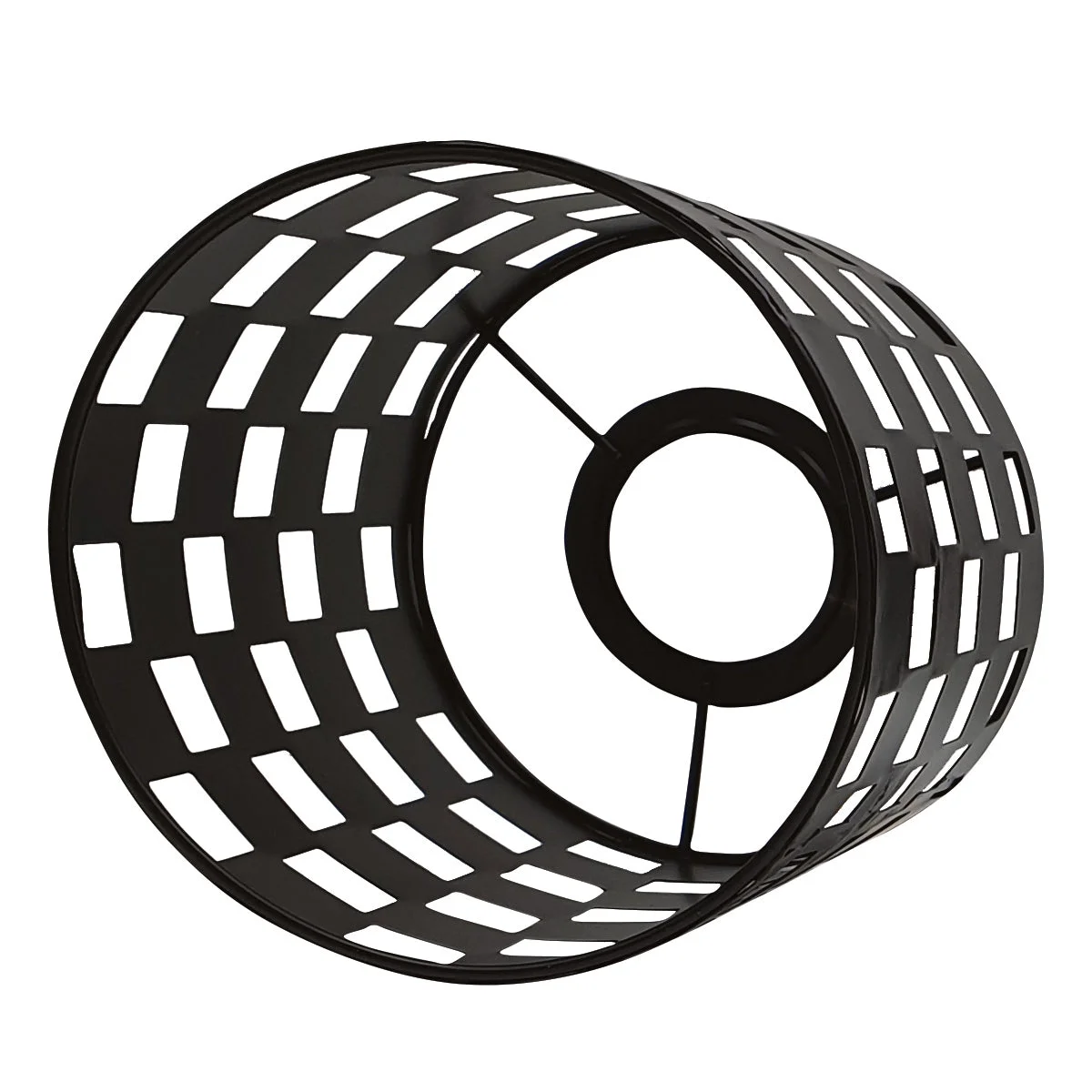 Black industrial wall light with metal cage design, E27 bulb base, mounted on white wall indoors