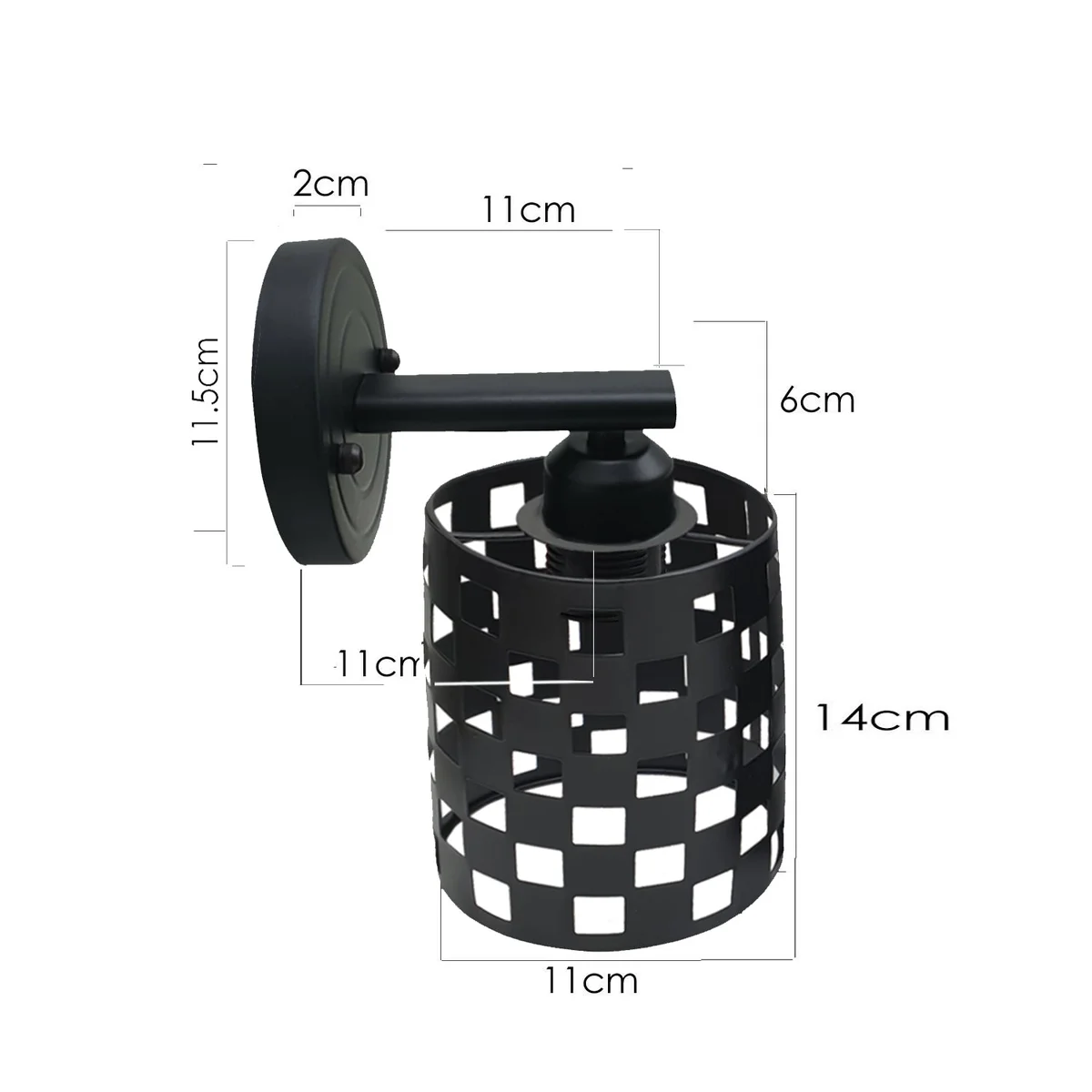 Metal retro wall lamp with rustic wire cage design and E27 bulb holder, suitable for indoor industrial decor