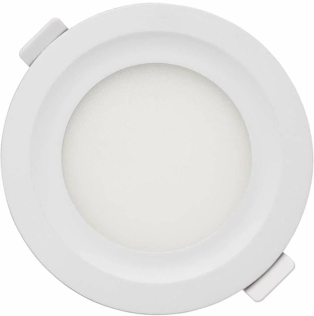 Round ultra slim 5W recessed LED panel light with white acrylic diffuser and aluminium frame, designed for ceiling installation