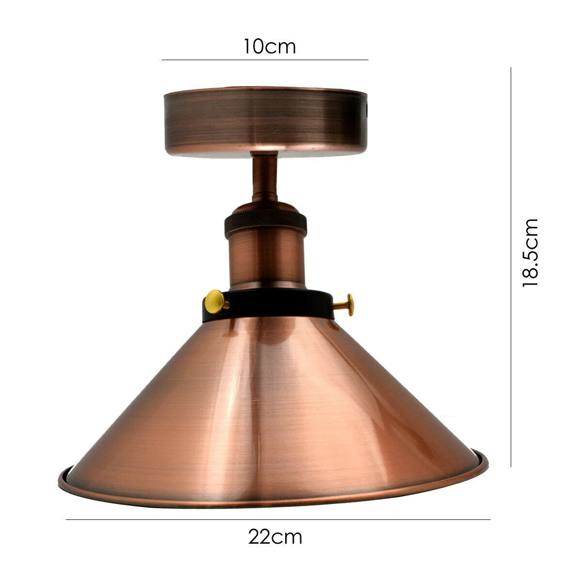Retro pendant light with copper metal shade and E27 bulb holder, vintage industrial ceiling lamp for home decor
