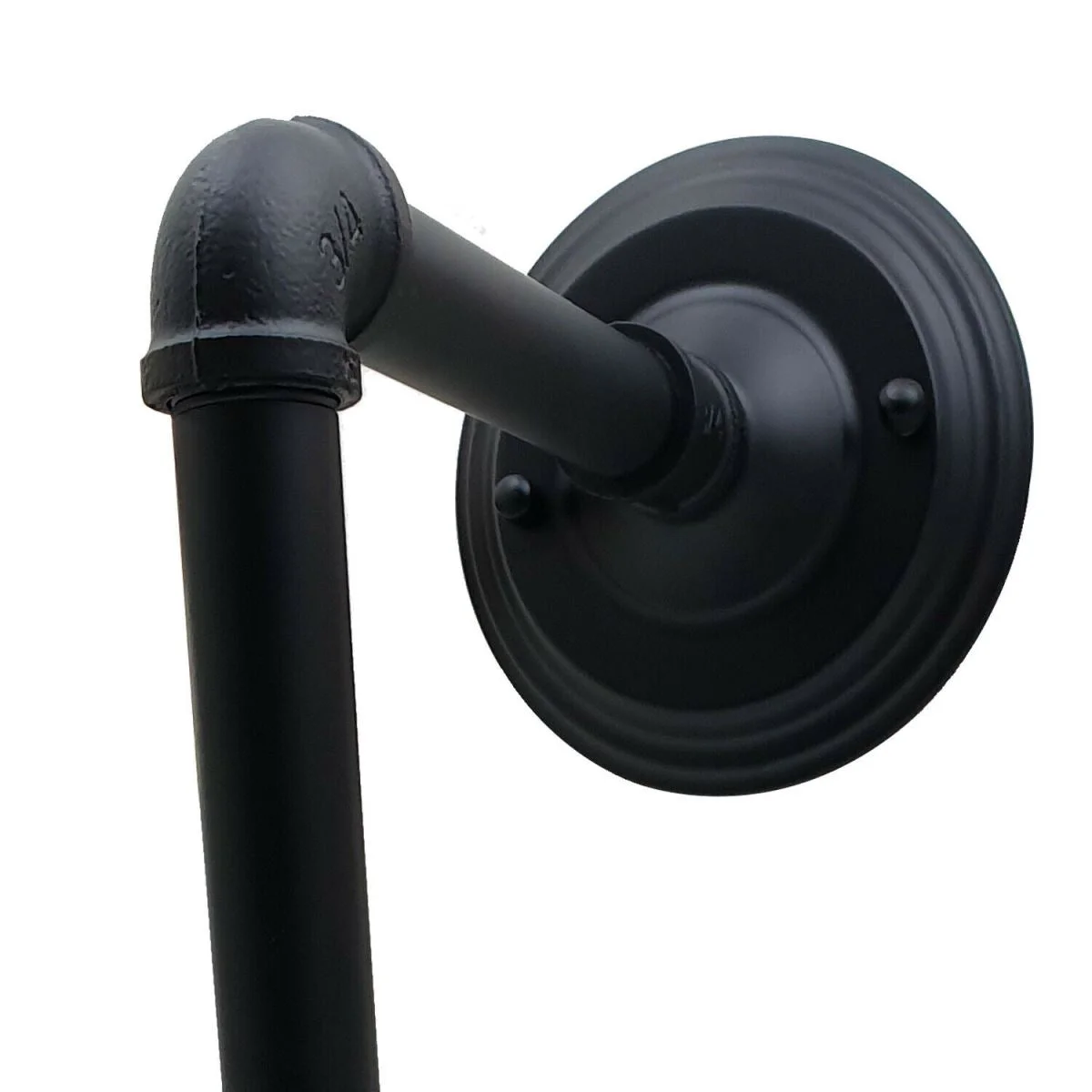 Black metal wall sconce with decorative shade, an E27 bulb wall light