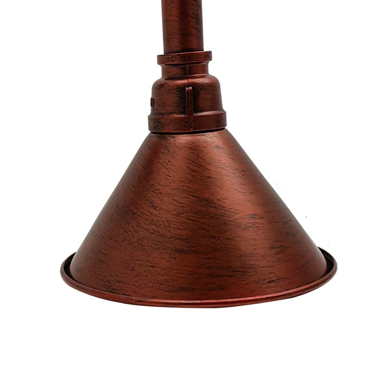 Rustic red industrial pipe wall lamp with metal pipe, glass shade and Edison screw base, styled for indoor vintage decor