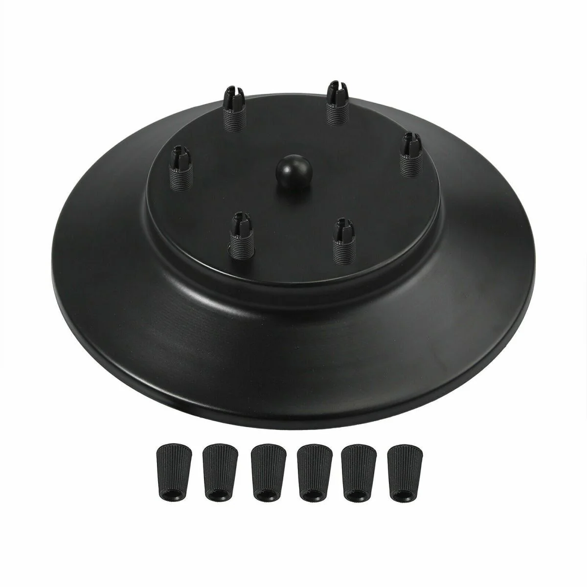 Black iron six head spider light with six E27 holders, retro industrial ceiling fixture