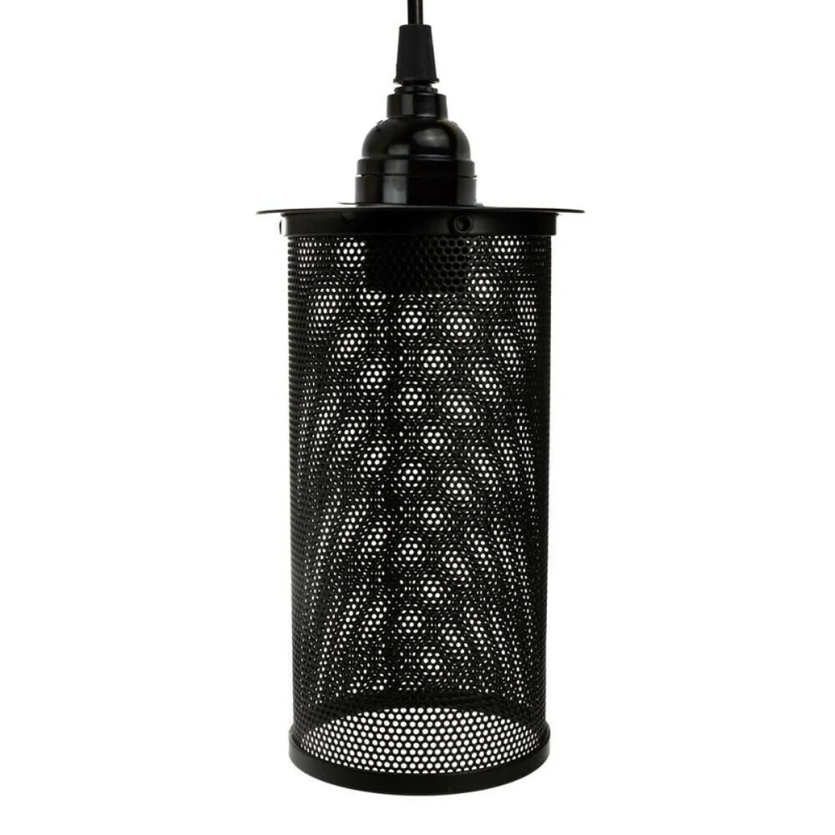 Hardwired ceiling fixture: 6‑piece black metal spider with Edison bulbs, E27 holders, 2m cable, 50cm diameter.