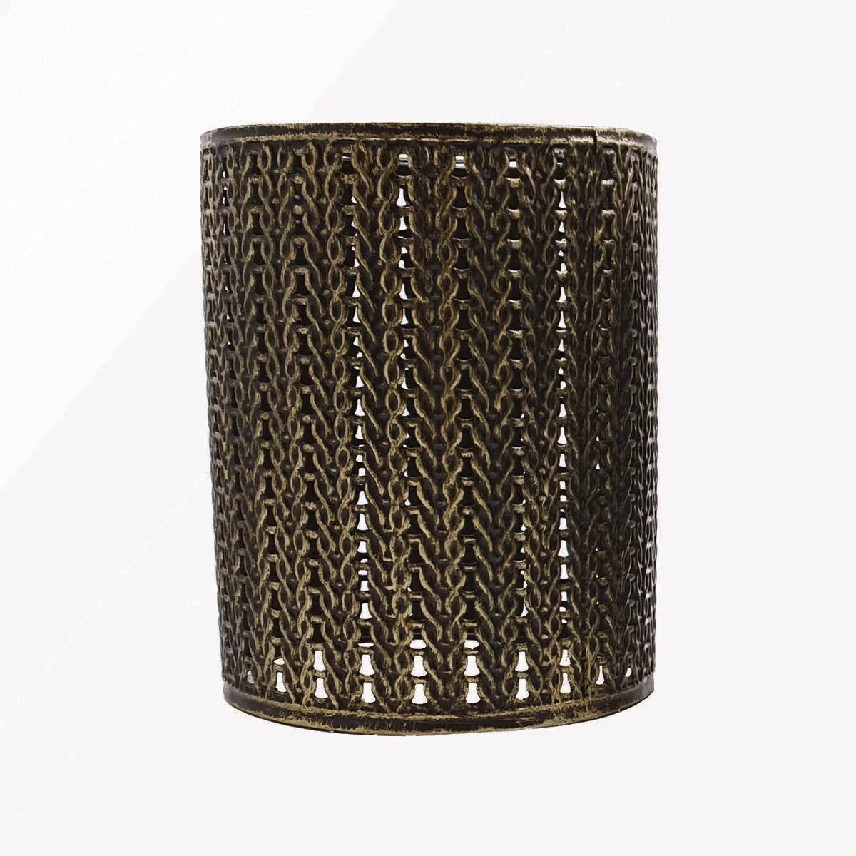 White metal drum wire cage shade, easy fit ceiling shade, with removable bracket hanging from ceiling socket.