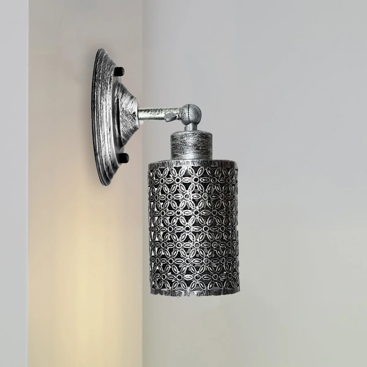 Rustic wall lights: metal cage fixture, painted rustic finish, 14 cm diameter, E27 base, no bulb, indoor.
