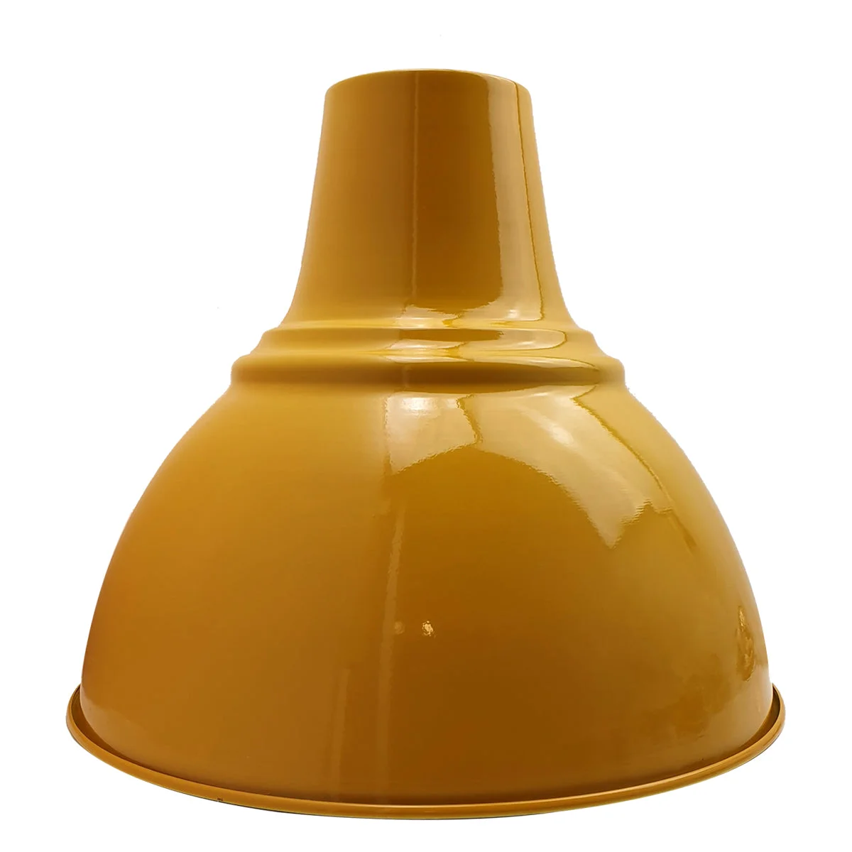 Yellow metal pendant light with antique finish hanging from a 95cm adjustable chain, 10cm diameter ceiling rose.