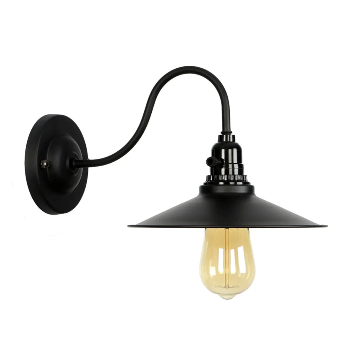 Iron industrial style wall sconce with metal cage, E27 holder, ceiling rose and rustic elegant design.