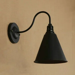 rustic indoor lamp with iron cage shade and E27 holder, wall‑mounted industrial style fixture