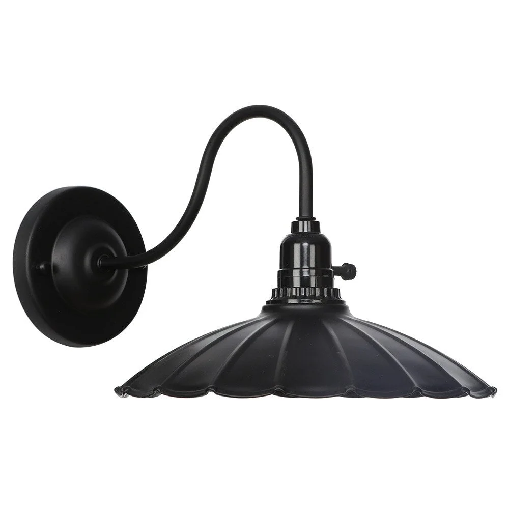 Black iron industrial cage wall sconce with E27 socket, spotlighting rustic style.