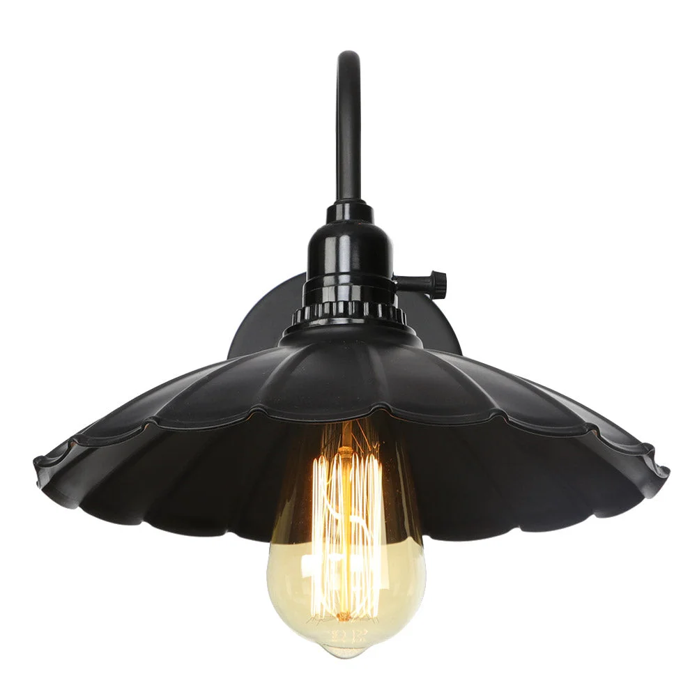 Black metal cage wall sconce lamp in industrial style lighting with iron frame and E27 holder