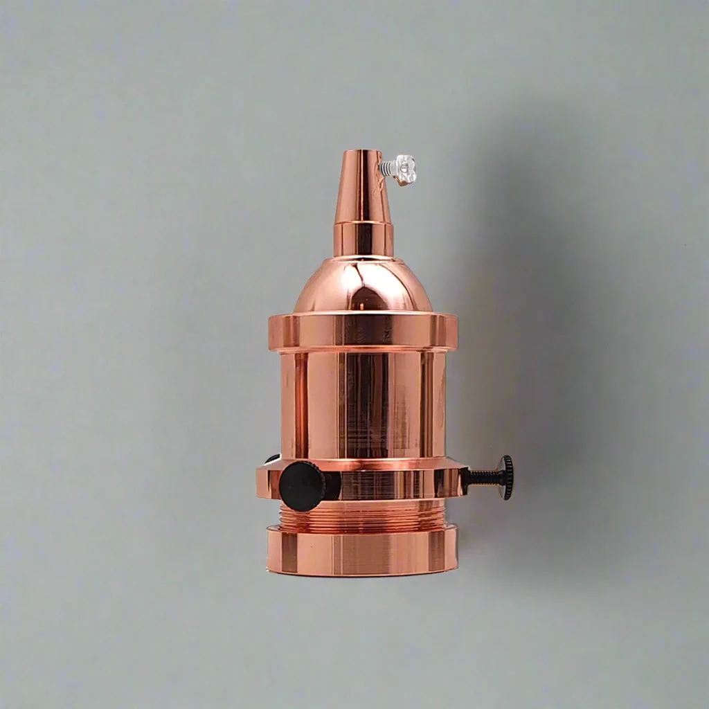 Rose gold aluminium vintage ceiling light holder with E27 socket for antique style lamps