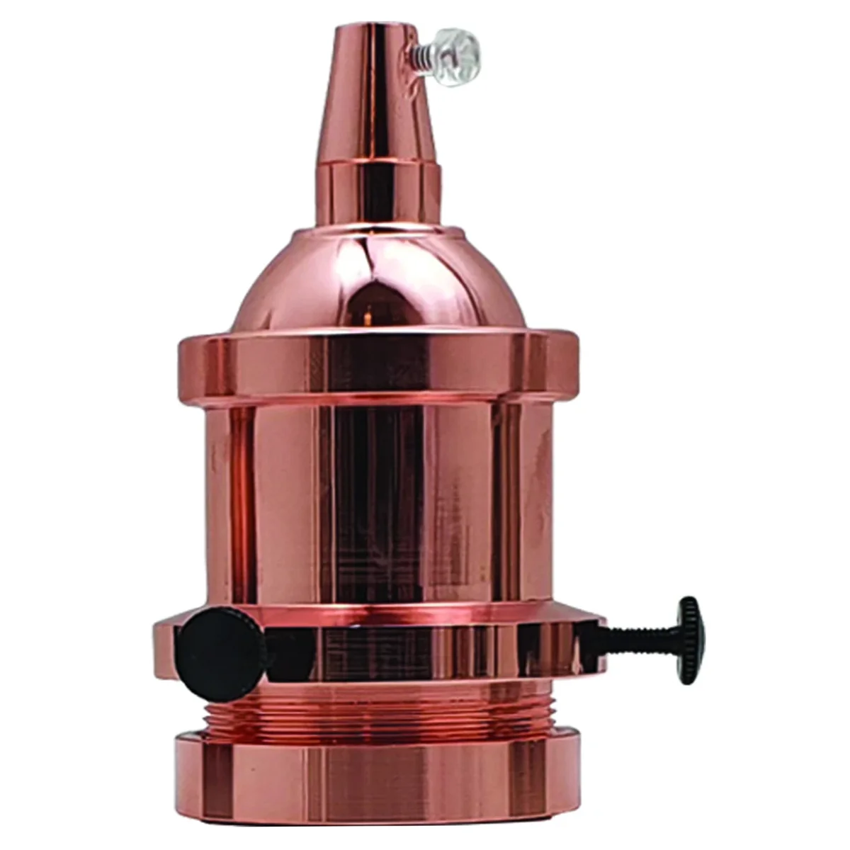 Rose gold E27 lamp holder with vintage industrial design, metal casing, made of aluminium, no bulb.