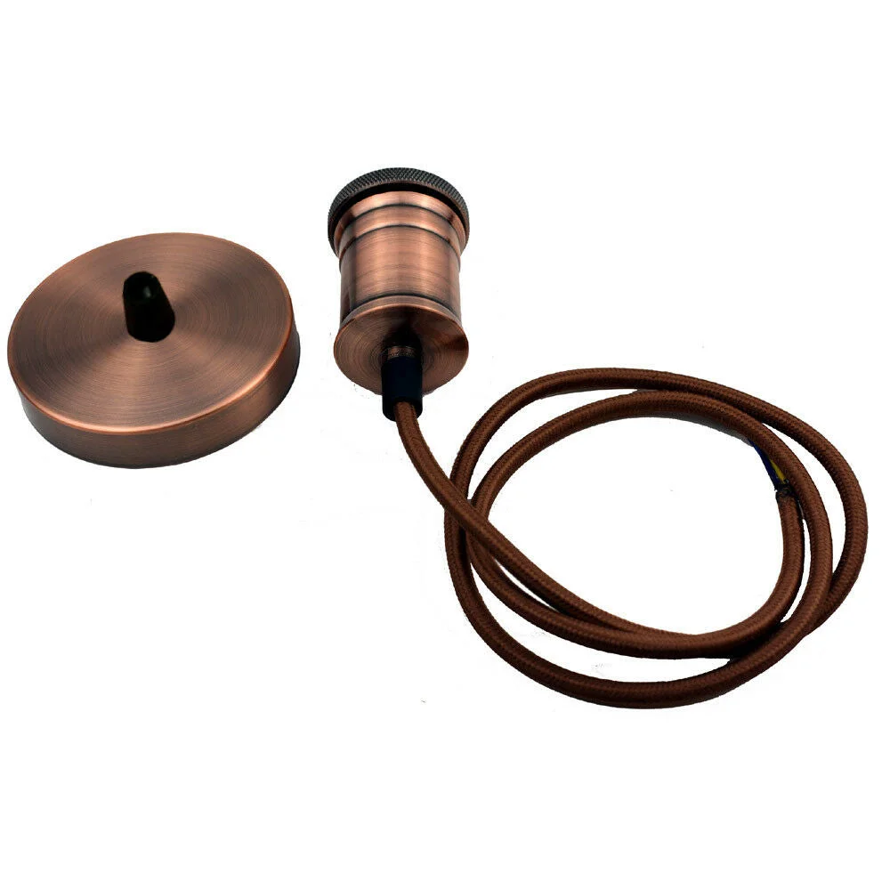 E27 bulb pendant light in rose gold, aluminium, hanging single or cluster, suitable for 10-15 sqm lighting