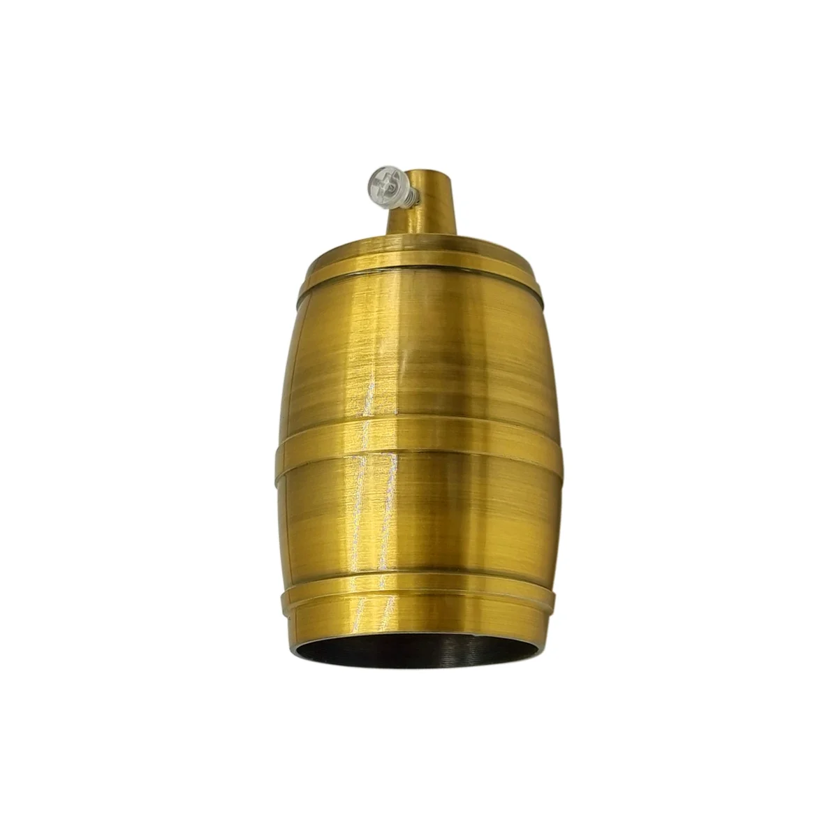 Antique copper vintage E27 lamp holder with barrel design, metal socket, exposed vintage bulb ready for accent lighting