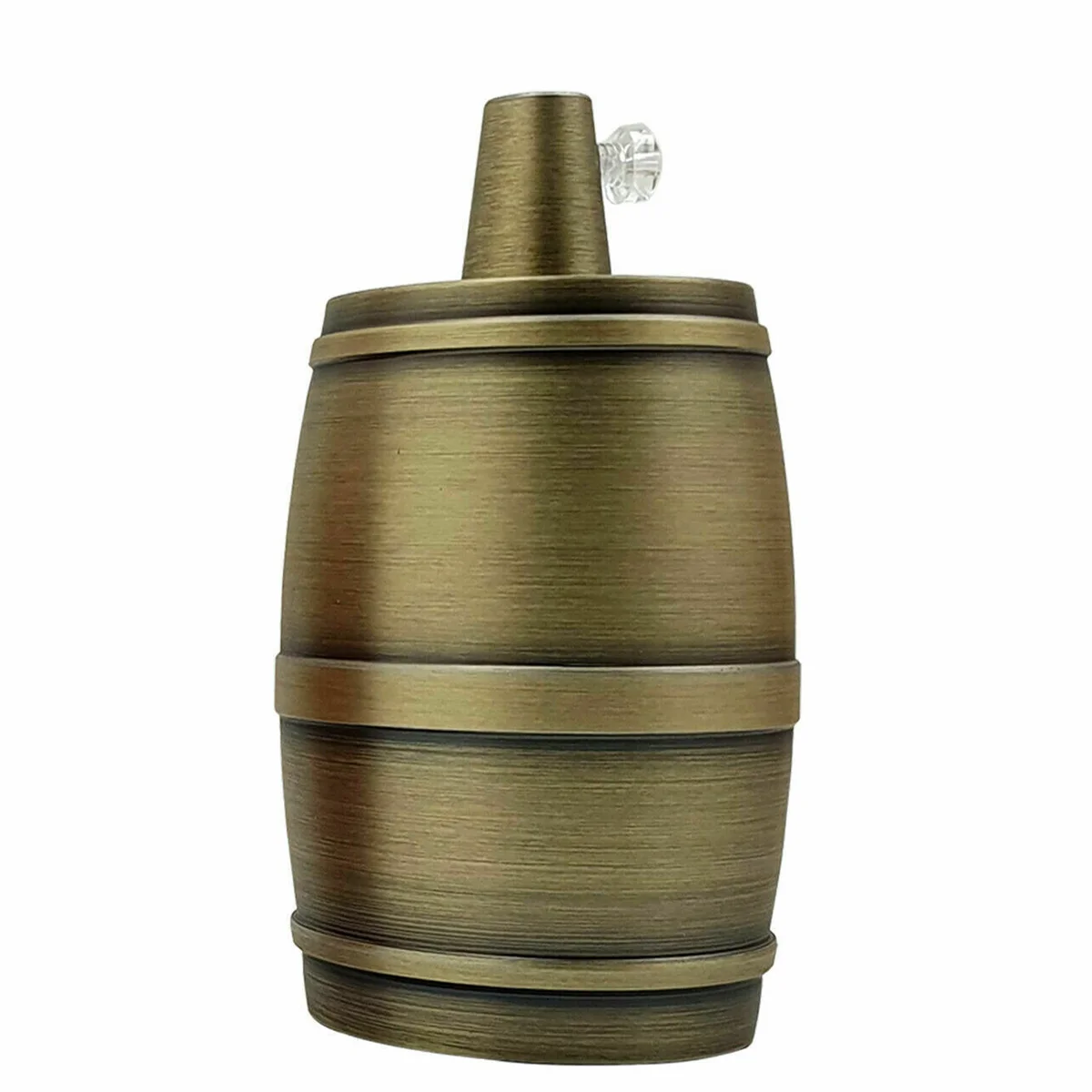 Retro style lamp holder in antique copper: threaded E27 base, barrel shape, metal finish.