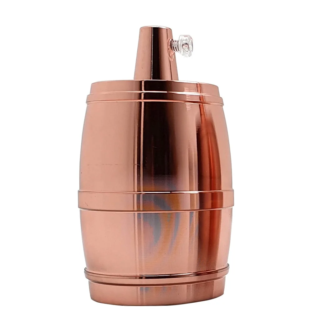 Antique copper vintage E27 lamp holder with barrel design, metal finish, suitable for retro fixtures.