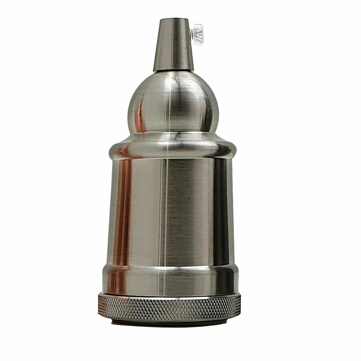 New metal E27 lamp holder, CE compliant, with brushed copper finish and Edison screw base, ready for installation