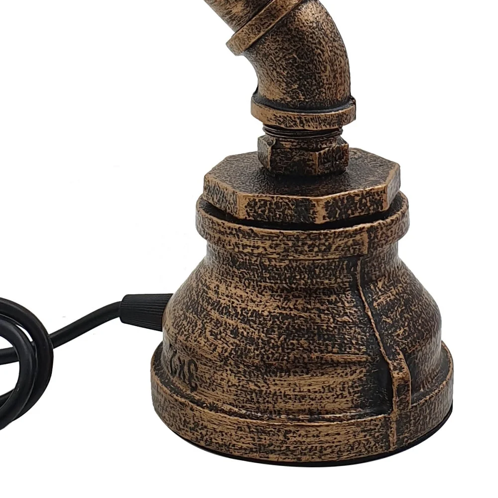 Steampunk desk lamp with brushed copper water pipe shade, 22cm diameter, 10cm height, rustic style, optional E27 bulb