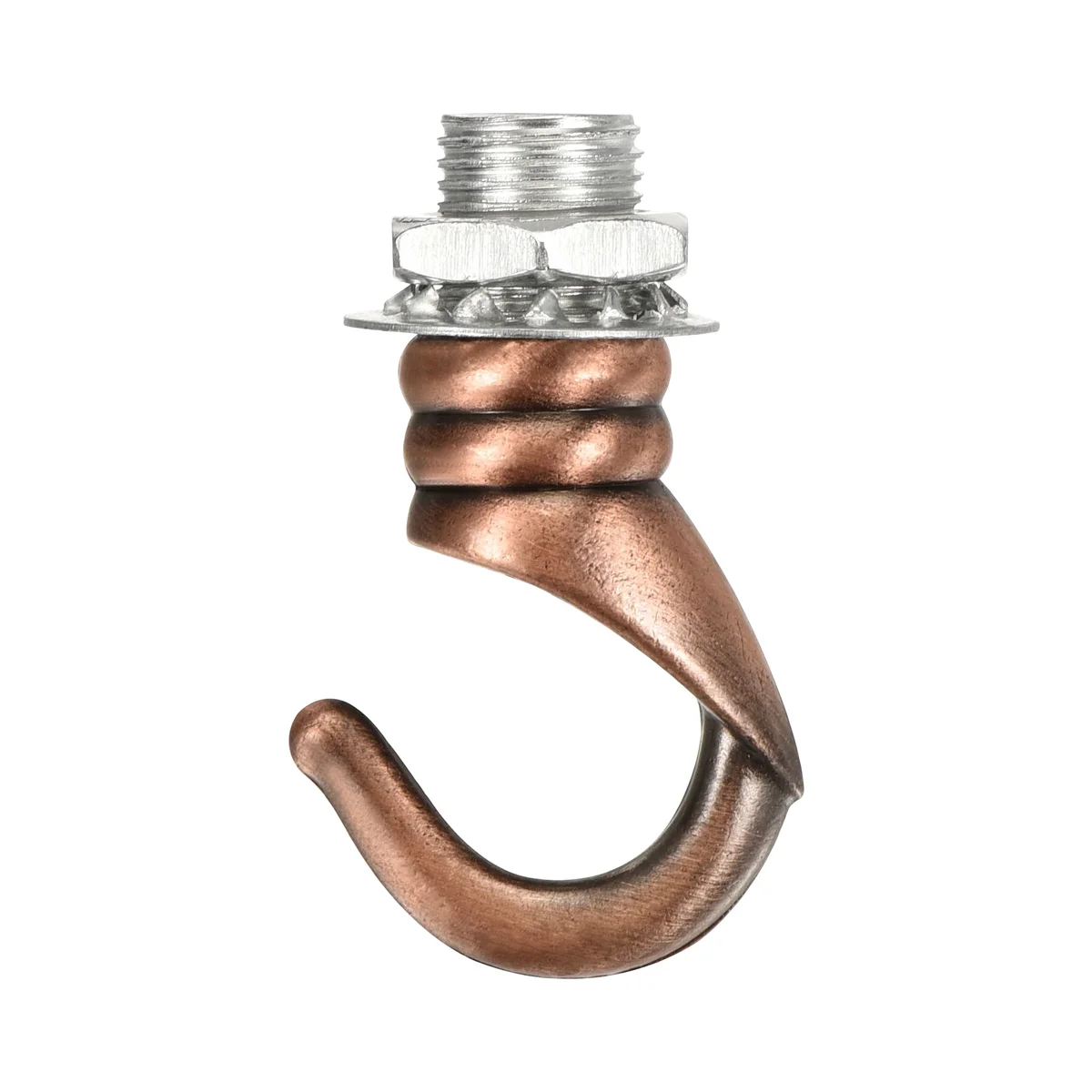 Aluminium threaded ceiling hook, 31 mm long, curved shape with 7.5 mm opening, 10 mm thread for pendant lights