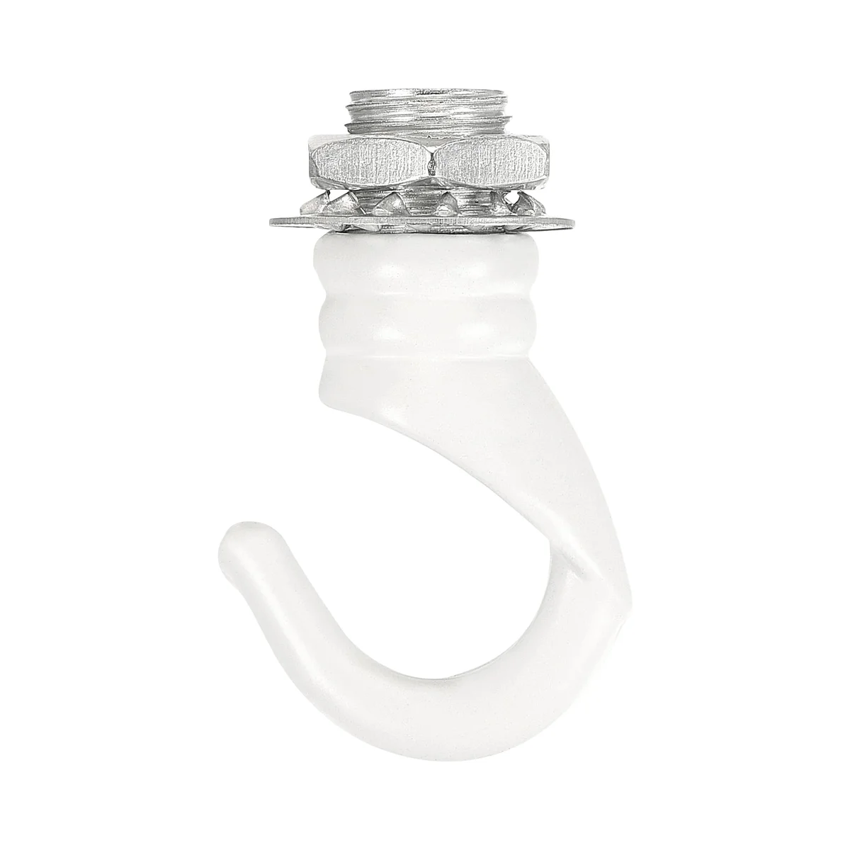 Curved aluminum ceiling hook, 31mm long, 7.5mm gap, threaded for 10mm fittings, shown against simple background.
