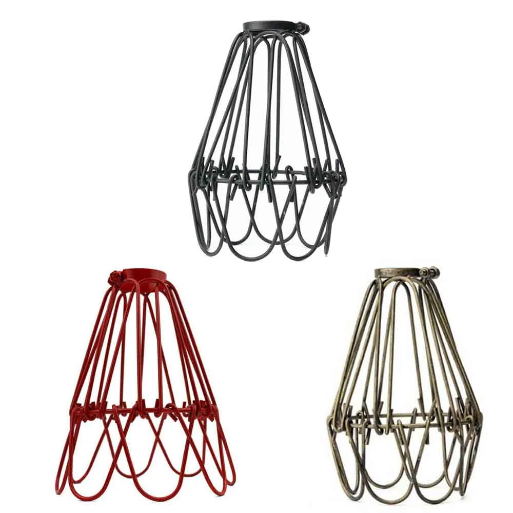 E27 compatible lamp shade with vintage water lily cage made of black metal, easy fit ceiling installation.