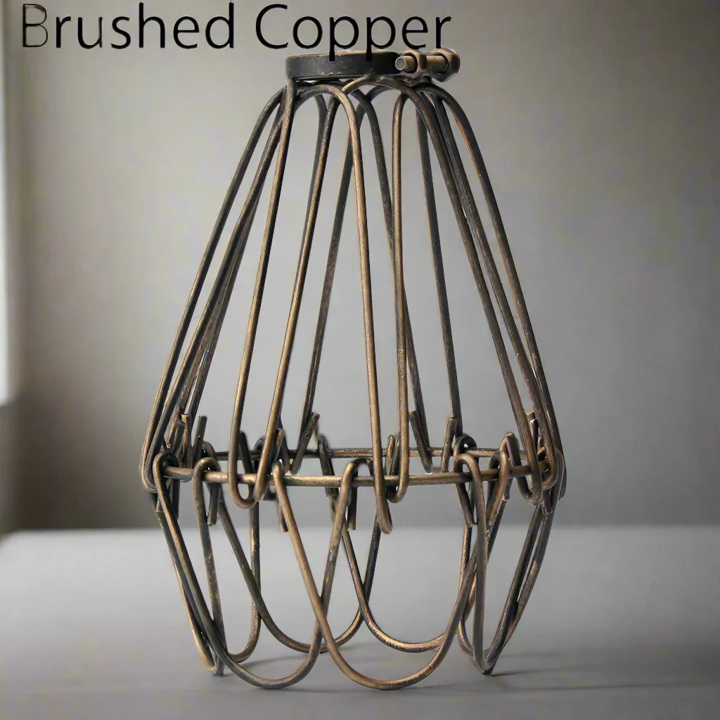Metal water lily cage lamp shade, black wire basket design, vintage rustic indoor lighting for modern ceilings.