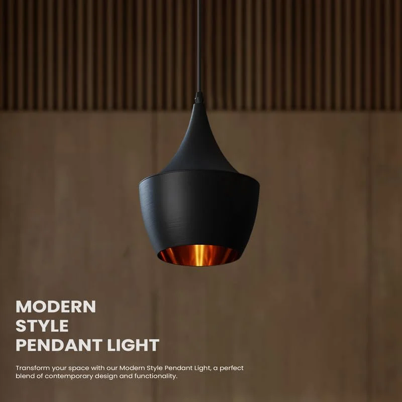 Indoor pendant lighting with vintage gold metal shade, single‑head industrial style, adjustable 95 cm height.