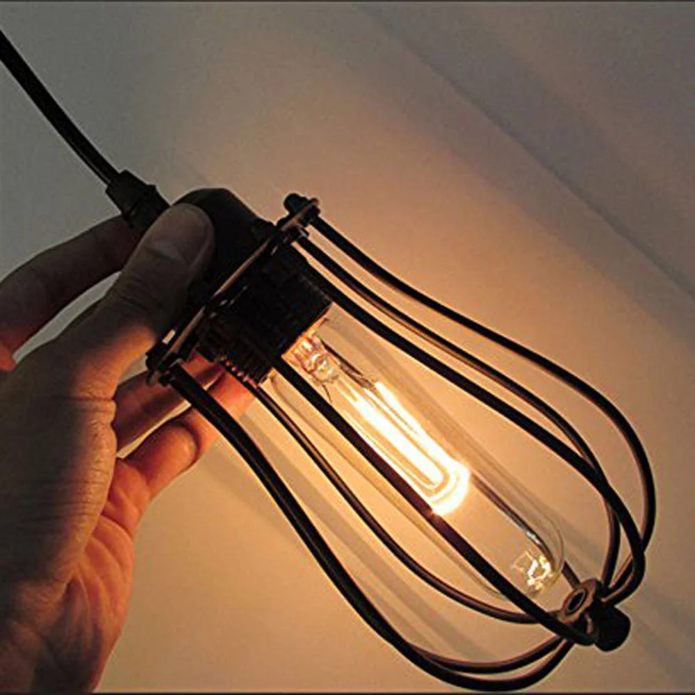 Industrial pendant light with black metal balloon shade, round black fabric‑wrapped cable, 20.6cm diameter, 10.7cm height
