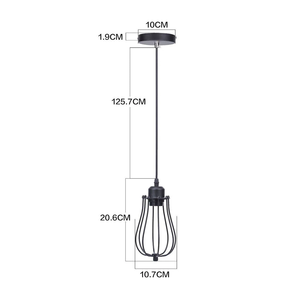 Black metal pendant light with balloon-shaped shade, round black metal housing and 100 cm black fabric‑wrapped cord.