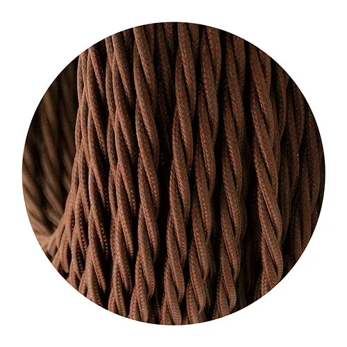 Vintage style lighting cable with brown cloth braided twist, 2-core, 5mm diameter, suitable for indoor lighting.