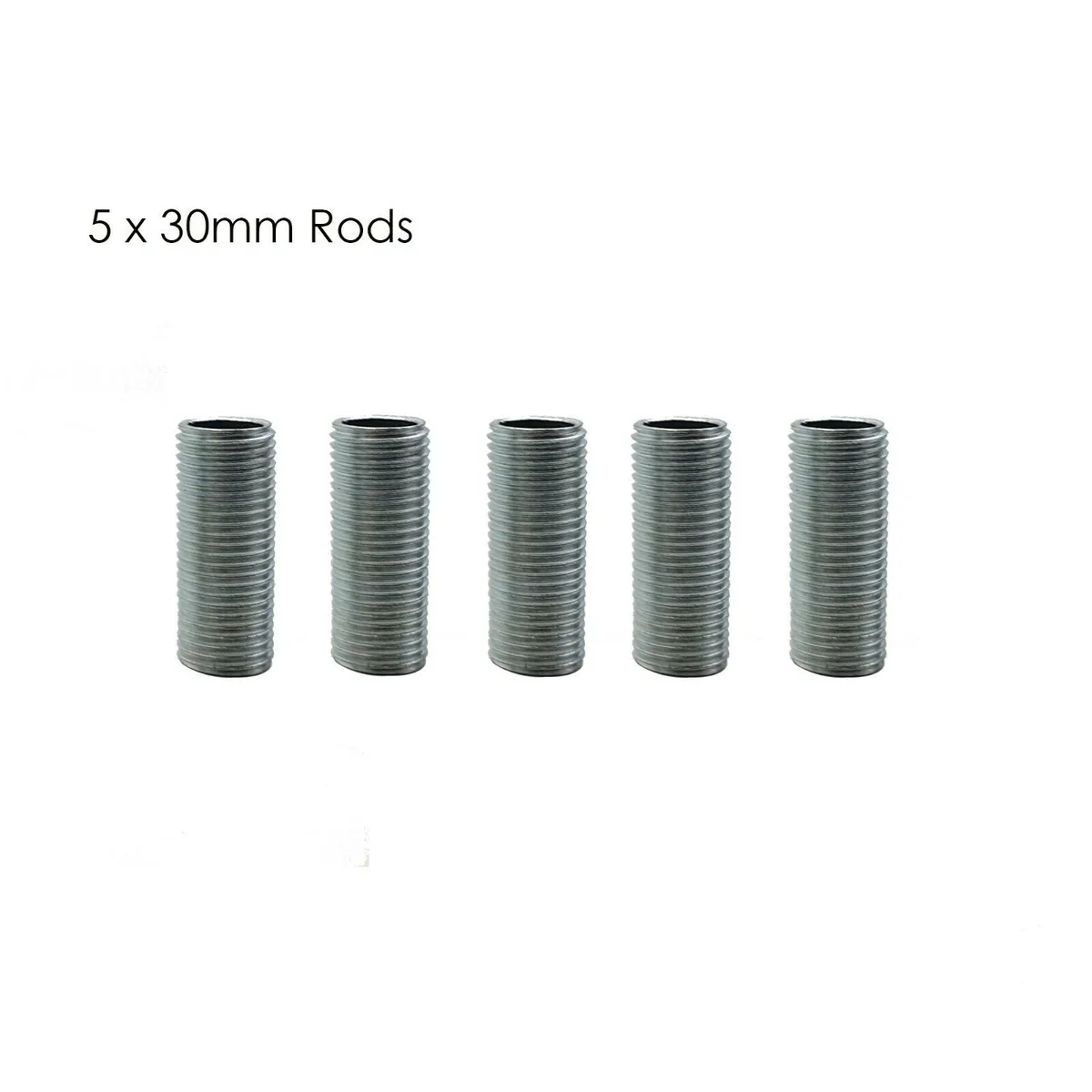 M10 threaded lamp nipple, 30mm aluminium silver-tone pipe for lamp fittings
