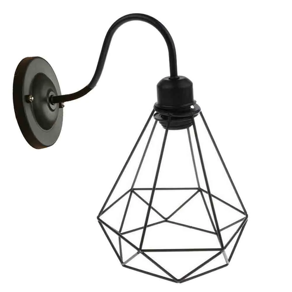 Iron cage wall light in matte black iron with 240mm arm and E27 holder.