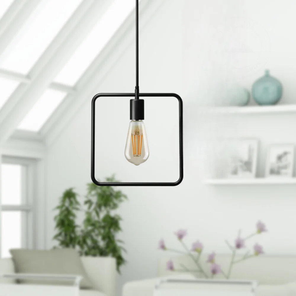 Industrial kitchen pendant light, black round canopy, 32.5 cm shade, 33 cm height, fabric cord 100 cm, E27 socket.