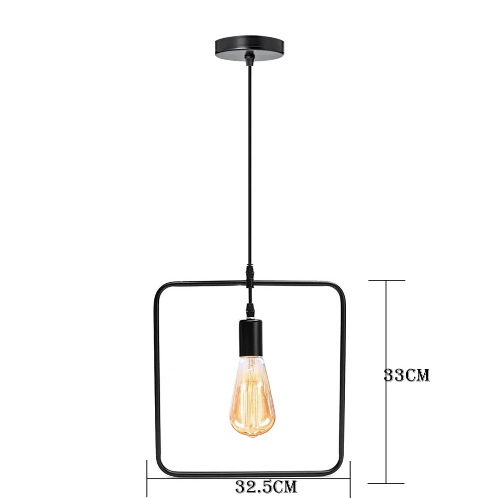 Black pendant lamp with round fabric cable, round canopy, 32.5 cm shade, hanging from ceiling – vintage kitchen lighting