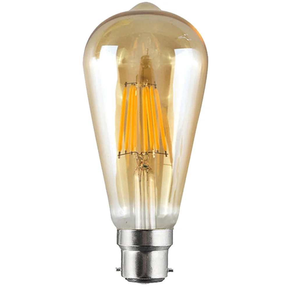 Clear glass vintage LED bulb with B22 bayonet base, warm white light, 360° beam, elegant retro design