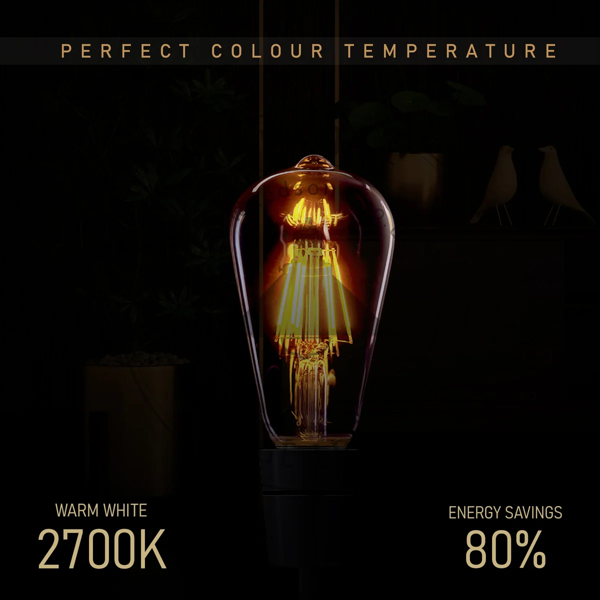 Vintage LED bulb with B22 bayonet base, clear glass, warm white light.