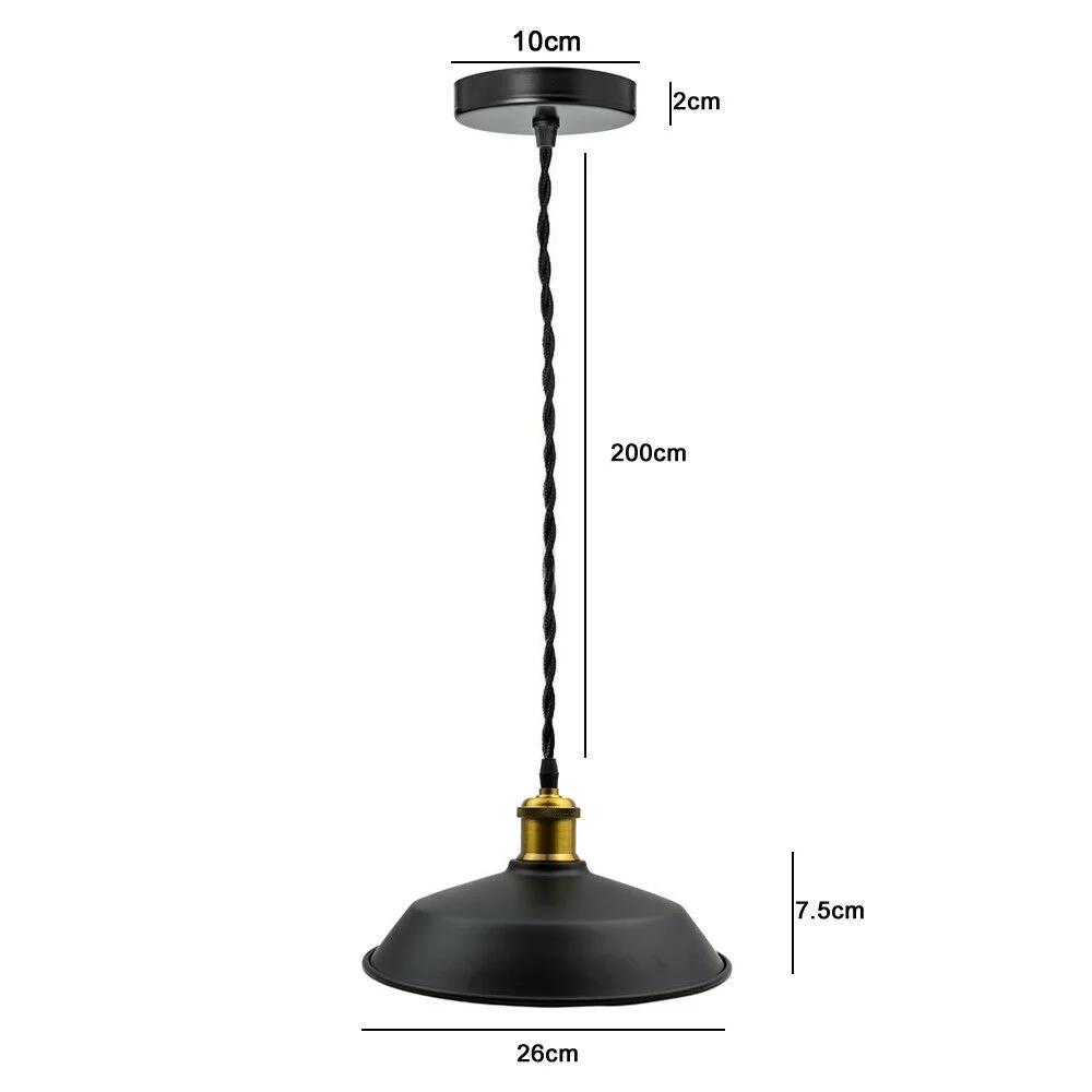 Three round black pendant lampshade with twisted cable, industrial style chandelier.