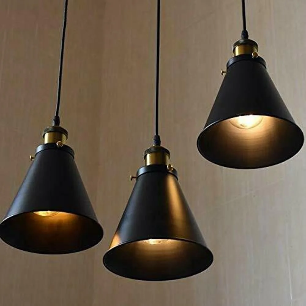 Vintage retro metal lampshade with gold E27 ceiling light holder, 90cm adjustable flex PVC cable
